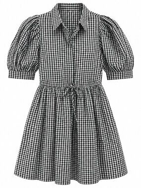 Hunter Bell McCauley Mini Shirt Dress Black White Gingham Seersucker NWT S